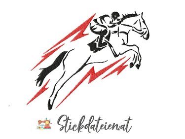 Reiten Stickdatei in 3 Größen, Springreiter Stickdatei, Maschinensticken