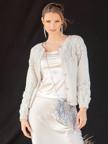 Weiße Raglanjacke mit Blattmuster
