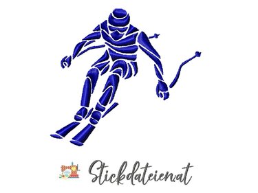 Schifahrer Stickdatei, Stickdatei Wintersport 10x10, Streif Schisport Stick - Sticken