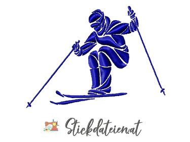 Schifahrer Stickdatei, Stickdatei Wintersport 10x10, Streif Schisport Stick - Sticken