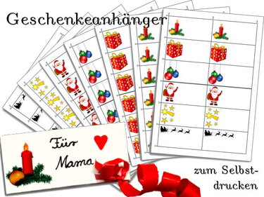 Christmas gift tags template as PDF for self-printing - Crafts