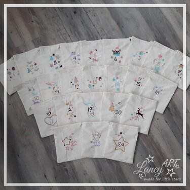 Adventskalender - 24 Stickdateien - Zahlen 1-24 mit Weihnachtsmotiven - Sticken