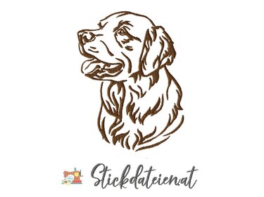Hundekopf Stickdatei, Hunde Stickdatei in 3 Größen, Stickdatei Hunderassen - Sticken
