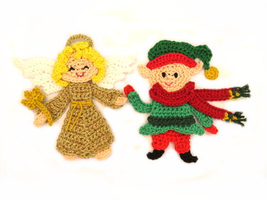 Angel + Elf crochet applique