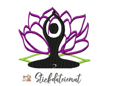 Stickdatei Namaste, Yoga Stickvorlage, Lotusblüte Stickdatei in 3 Größen - Sticken