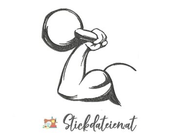 Stickdatei Kettlebell, Kraftsport Stickvorlage, Bodybuilding Stickdatei - Sticken