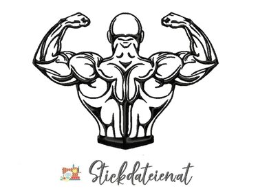 Stickdatei Kraftsport, Muskelpacket Stickvorlage, Bodybuilding Stickdatei - Sticken