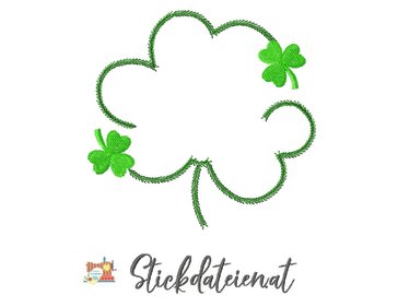 Stickdatei Kleeblatt, digitales Stickmuster Glücksbringer - Sticken