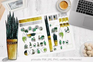 Stickerbogen digital printable Plotterdatei Sukkulenten - Basteln