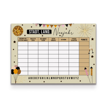 STADT, LAND, NEUJAHR Vorlage Stadt, Land, Fluss Spiel Silvester Download - Basteln