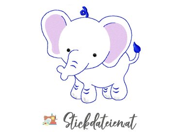 Stickdatei Elefant, digitales Stickmuster Tiere, Doodle Stickvorlage 10x10 - Sticken