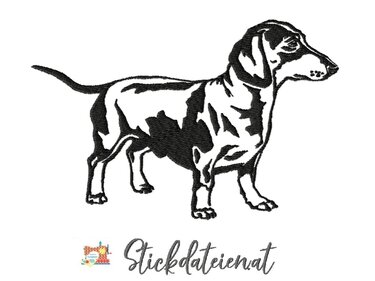Stickdatei Dackel, digitale Stickdatei Hunderassen, Hundefreunde Stickdatei - Sticken