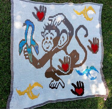 LovePrints Monkey Blanket Overlay Mosaic Crochet Pattern and Charts
