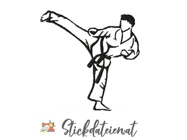 Karate Stickdatei, Kampfkunst Stickmuster 10x10, Karateka Stickerei - Sticken