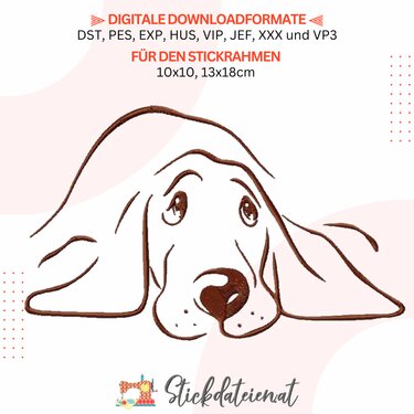 Hund Stickdatei, Stilisierter Hund Stickmuster, Niedlicher Hund Applikation - Sticken