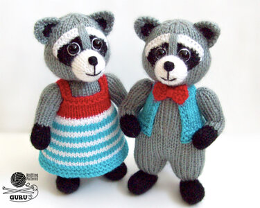 K021 Raccoons animal Boy and Girl with clothing - Amigurumi - Knitting