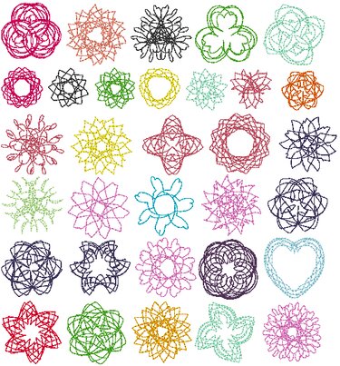 Stickdatei - 50 Zirkel Mandala Mini Blumen 2 bis 4cm Teil 2 - Sticken