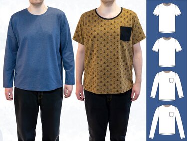 Sam Men’s Basic Shirt – 4 Sleeves & 2 Necklines EU 44–60 / US S–XXL - Sewing