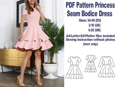 Princess Seam Bodice Dress Pattern PDF Sewing Patterns Dresses Patterns