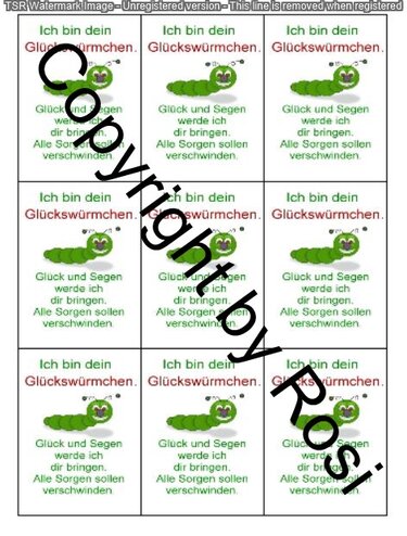 Sorgenwürmchen - Glückswürmchen - Spruchkarten - Basteln