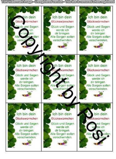 Sorgenwürmchen - Glückswürmchen - Sprüche - Kärtchen - Karte - Basteln