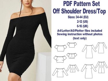 Off the Shoulder Dress Pattern PDF Off Shoulder Top Pattern Sewing Patterns