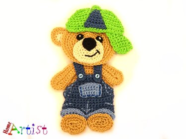 Bear boy crochet pattern applique