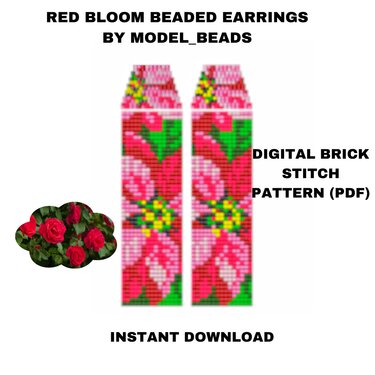 Red Bloom Fringe Earrings - Crafts