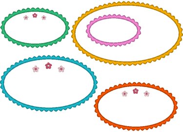 Stickdatei - ovale Buttons Rahmen mit Wellenrand in 7 Größen - Sticken
