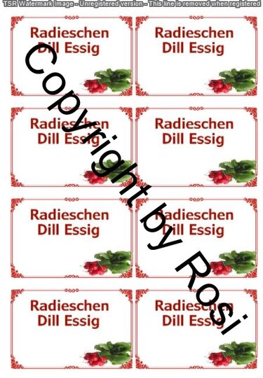 Einmachetiketten - Radieschen Dillessig + Rezept - Basteln