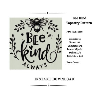 Bee Kind Tapestry Pattern - Crafts