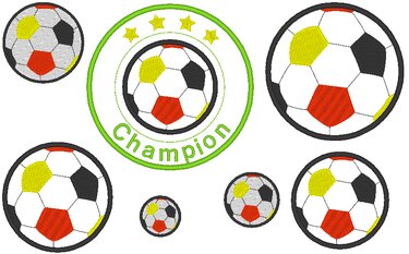 Stickdatei - Fußball Fussball Champion bunt - Sticken