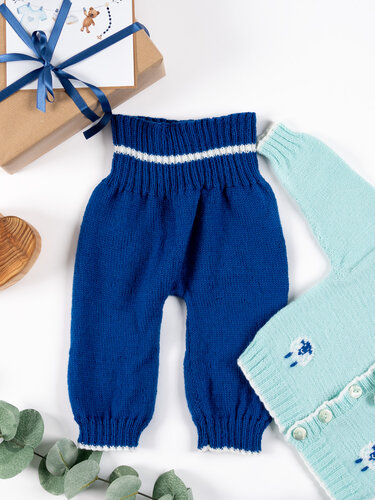 Pumphose mit zweifarbigen Bündchen - Stricken