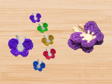 A crochet Multilayer 3D butterfly keychain pattern