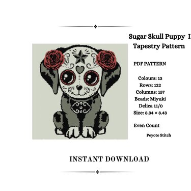 Sugar  Skull Puppy I Tapestry Pattern - Crafts