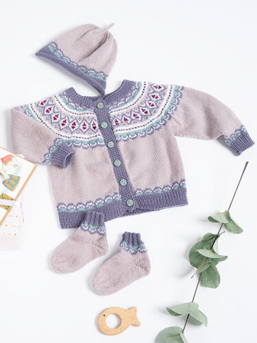 Baby Merino Soft Jäckchen mit Jacquardmusterbordüre - Stricken