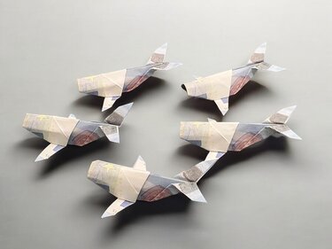 Origami Geldschein Walfisch (*) - Basteln