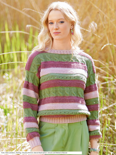 Pulli mit unterschiedlichen Mustern in Rosé, Burgunderrot und Schilfgrün - Stricken