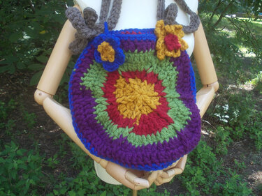 Häkeltasche, rund, zum Umhängen, aus Woll- und/oder Stoffresten, Shopper - Häkeln