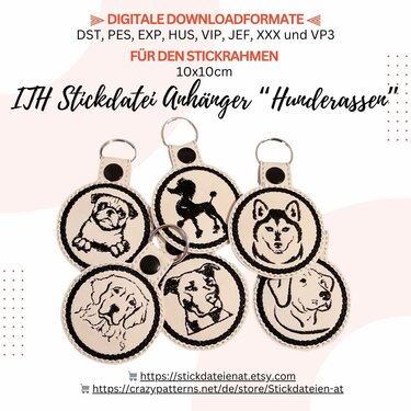 ITH Stickdatei-Set „Hundeanhänger ITH“ – Für Hundeliebhaber, Stickdatei ITH - Sticken