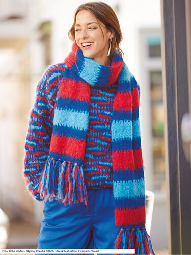 Pulli und Schal mit Hebemaschenmuster - Stricken