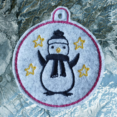 Stickdatei ITH - Weihnachtskugel 9 - Pinguin - Sticken