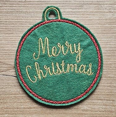 Stickdatei ITH - Weihnachtskugel 10 - Merry Christmas - Sticken