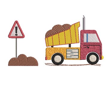 Stickdatei Kipplader Baustelle - Sticken