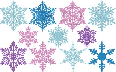 Stickdatei - 8 Schneeflocken in je 5 Größen - Sticken