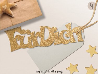 Plotterdatei FÜR DICH Geschenkanhänger - Handlettered svg dxf png PDF - Plotting