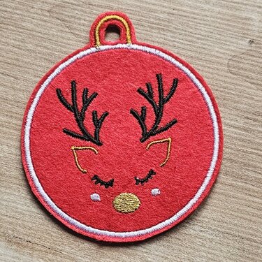 Stickdatei ITH - Weihnachtskugel 12 - Rentier 2 - Sticken