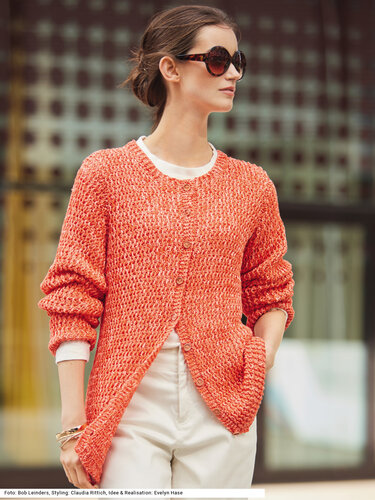 Jacke mit Strukturmuster in Korallenrot