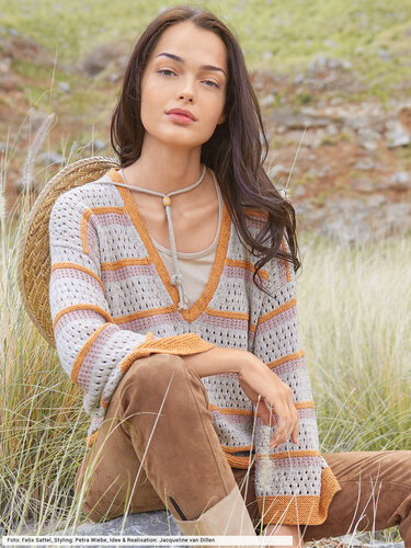 Gestreifter Pulli mit V-Ausschnitt - Stricken