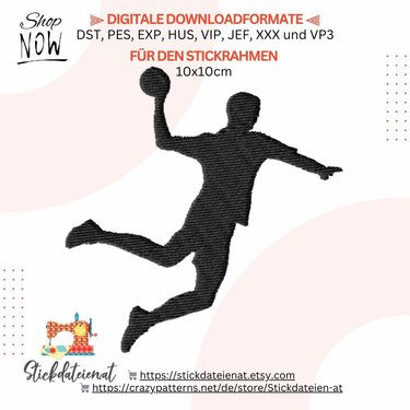 Stickdatei Handball, Ballsport Stickdatei, Stickdatei 10x10, Stickdatei - Sticken